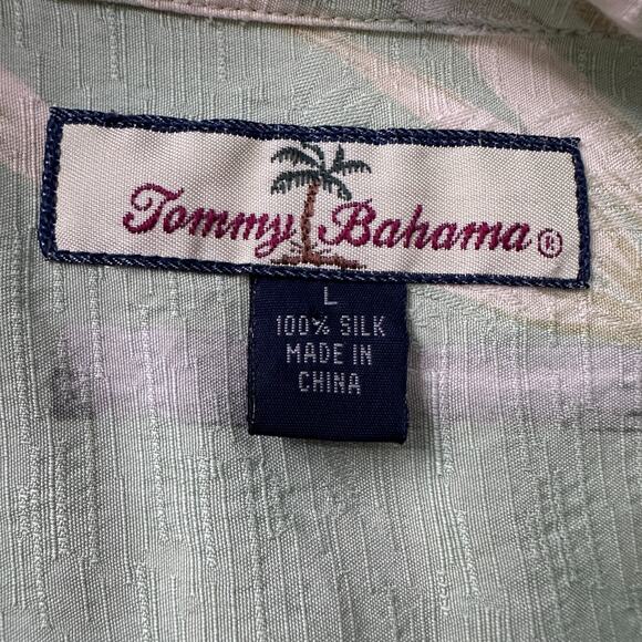 Tommy Bahama Hawaiian Shirt Men’s Large Green Palm Tree 100% Silk Button-Up - Picture 6 of 9